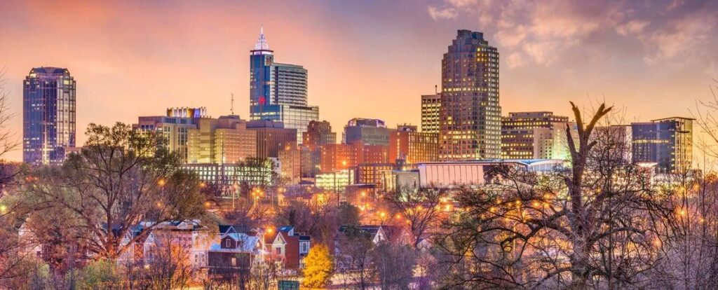 View of Raleigh, North Carolina, part of our New York to Florida road trip