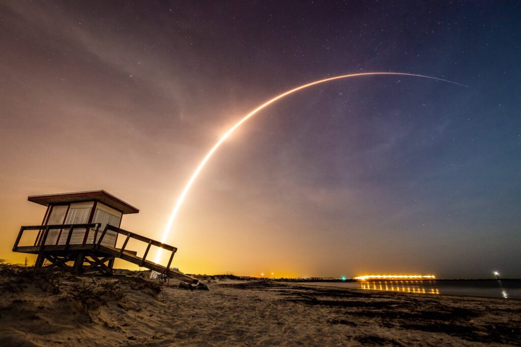 A rocket launch in Cape Canaveral, part of our Louisiana-Florida road trip